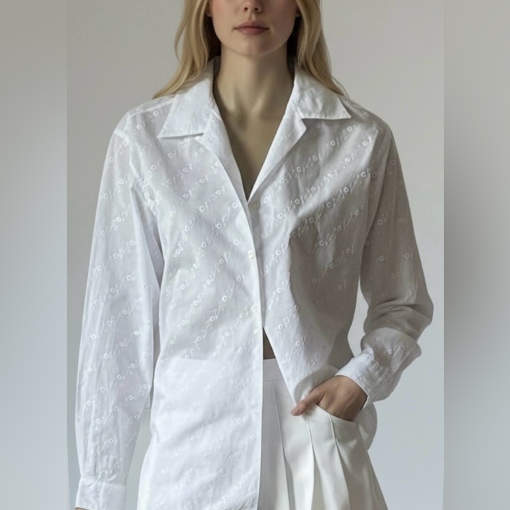 Saks Fifth Avenue White Button-Down Shirt